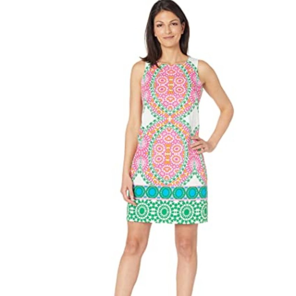 London Times Cotton Sateen Medallion Sheath Dress NWT